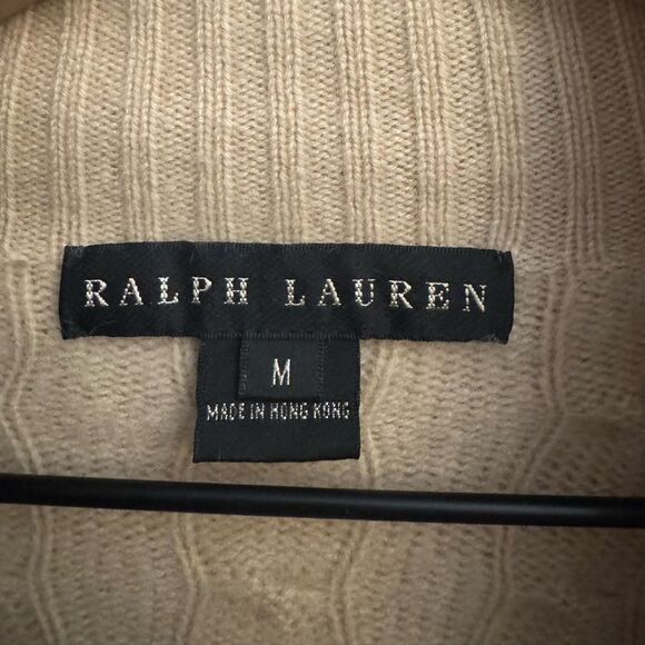 Vintage Ralph Lauren Black Label Size Medium Cashmere Cable Knit Wrap Sweater - Picture 14 of 15